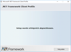 .NET-Setup erfolgreich abgeschlossen